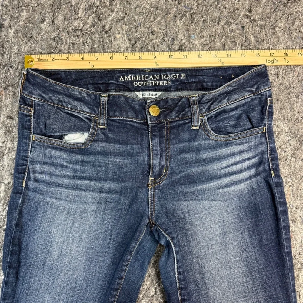 American Eagle Super Stretch Jegging Jeans Dark Wash Blue Low Rise Womens 10 Reg